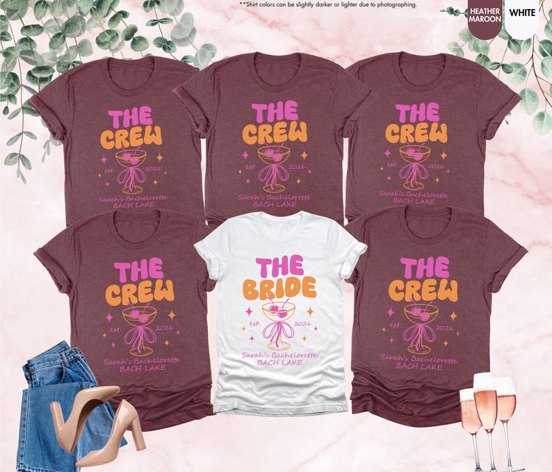 Custom Bachelor Shirt, Matching Bridesmaid Tee, Bride Party Crew Tee, Bachelor Girls Trip Shirt, Coquette Bow Bride Shirt, Bridal Party Tee