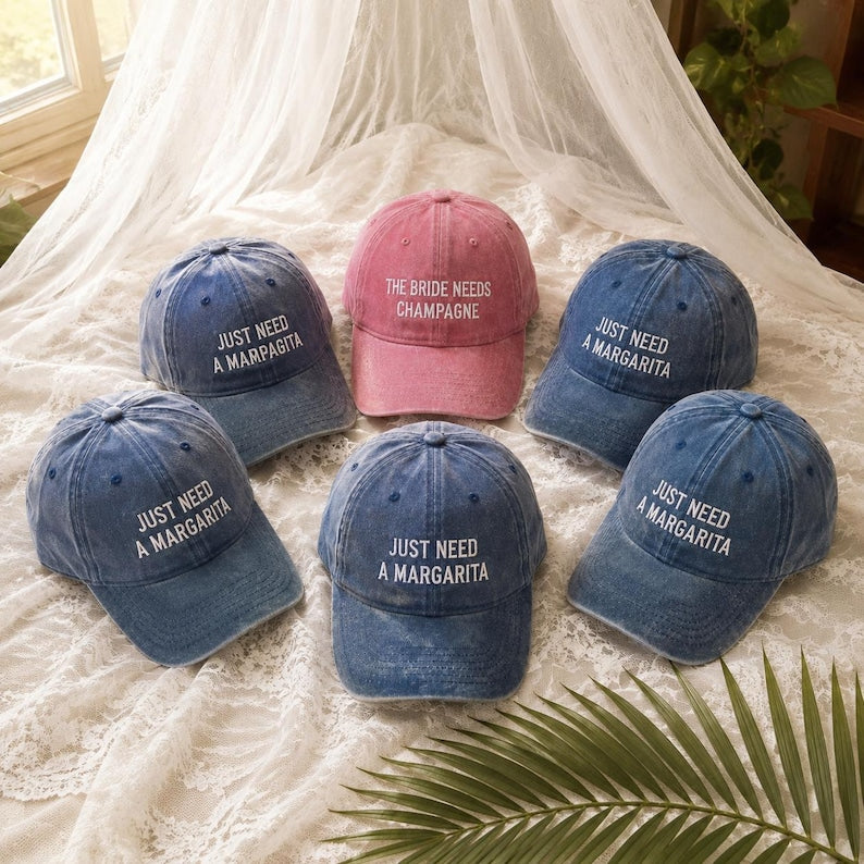 Embroidered Bachelorette Party Drink Hats, Bride Squad Caps, Wedding Weekend Gift for Bride Tribe