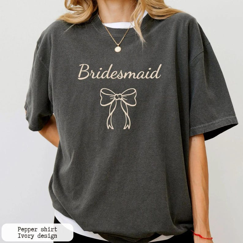 Matching Wedding Party 2026 T-Shirt, Bridal Party Bow T-Shirt, Wedding Guest Apparel, Minimalist Bride Tee