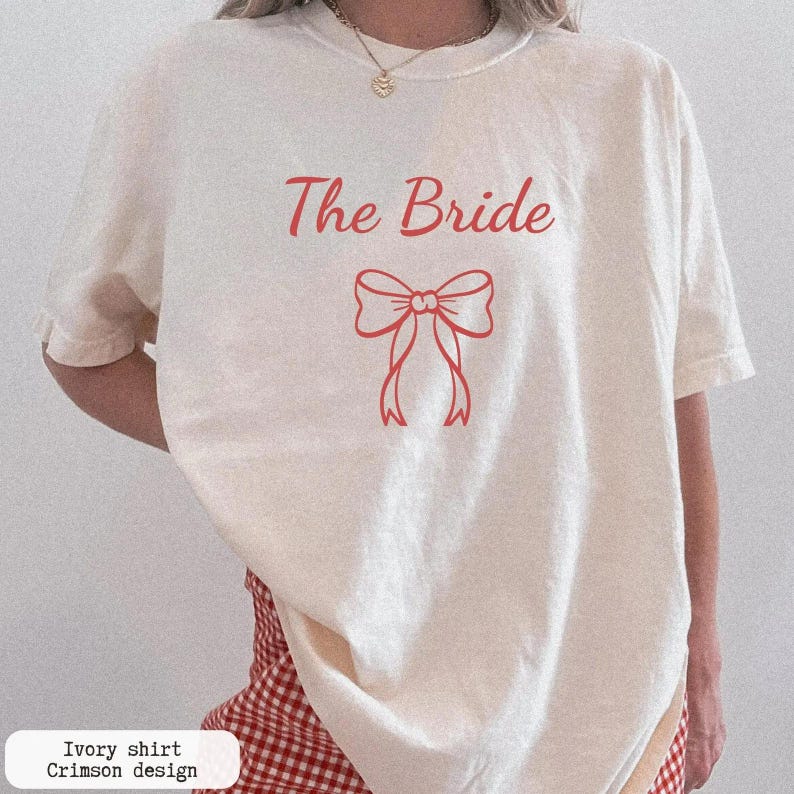 Matching Wedding Party 2026 T-Shirt, Bridal Party Bow T-Shirt, Wedding Guest Apparel, Minimalist Bride Tee