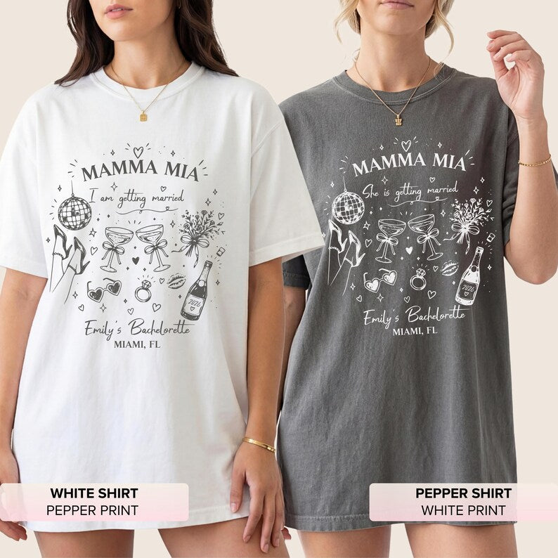 Mamma Mia Bachelorette Shirt, Personalized Last Disco Bach Tee, Dancing Queen Bride Shirt, Bride Squad Gift, Girls Trip Tee