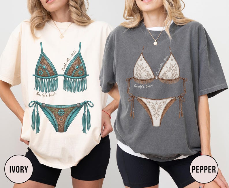 Custom Western Bachelorette Bikini Shirt, Cowgirl Bride Tee, Personalized Nashville Bach Shirts, Matching Country Bridal Squad, Last Rodeo