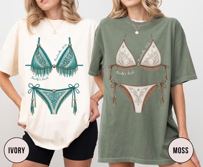 Custom Western Bachelorette Bikini Shirt, Cowgirl Bride Tee, Personalized Nashville Bach Shirts, Matching Country Bridal Squad, Last Rodeo