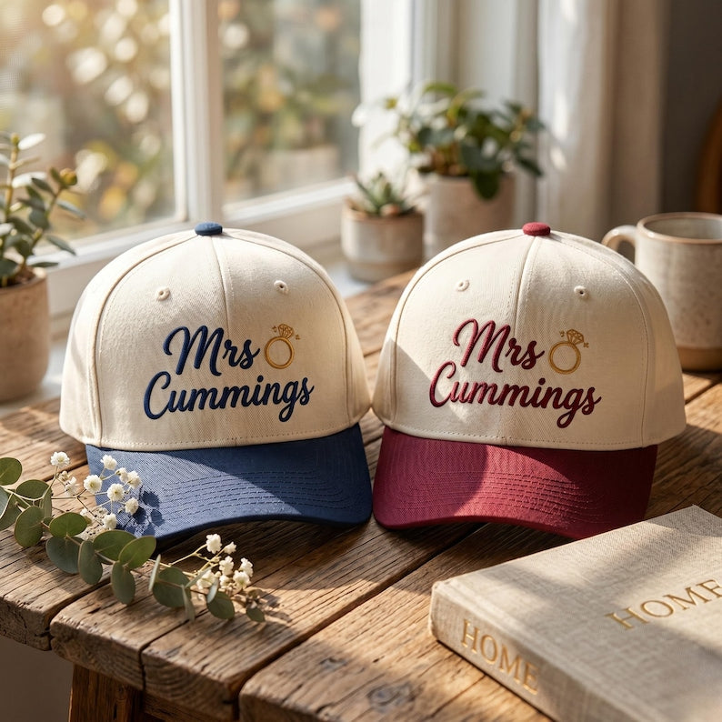Embroidered Mrs. Hat, Future Mrs. Bridal Shower Gift, Custom Bride Baseball Cap