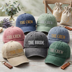 Personalized Bride Crew Embroidered Hat Set, Custom Bachelorette Caps, Bachelorette Outfit Hat, Wedding Party Favor, Bridal Shower Gift