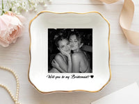 Personalized Bestie Photo Trinket Dish, Photo Jewelry Dish, Jewelry Ring Dish, Bridesmaid Proposal, Maid of Honor, Photo Trinket Dish