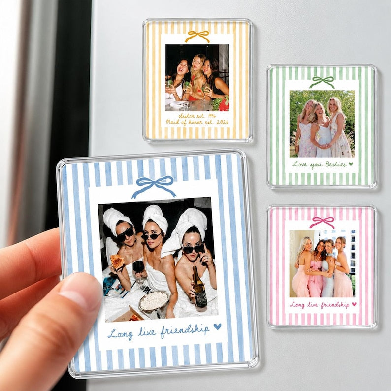 Personalized Bestie Photo Jewelry Dish, Ceramic Trinket Tray for Best Friend, Bestie Striped Ring Dish, Birthday Gifts For Bestie