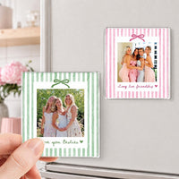 Personalized Bestie Photo Jewelry Dish, Ceramic Trinket Tray for Best Friend, Bestie Striped Ring Dish, Birthday Gifts For Bestie