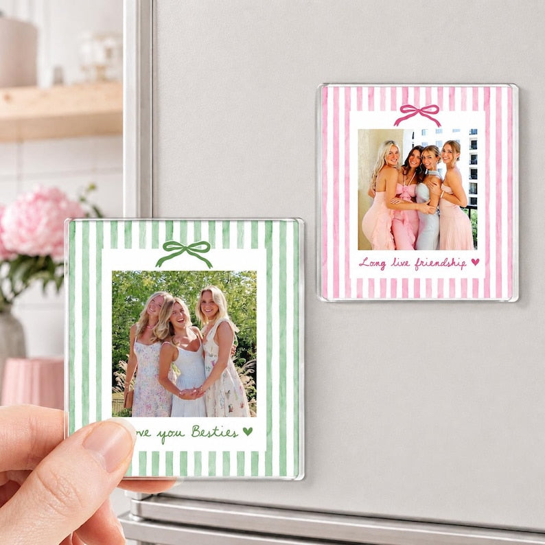 Personalized Bestie Photo Jewelry Dish, Ceramic Trinket Tray for Best Friend, Bestie Striped Ring Dish, Birthday Gifts For Bestie
