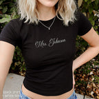 Custom Mrs Shirt | Personalized Bride Shirt Crop Top Future Mrs Shirt Custom Bachelorette Shirt Bachelorette Shirts, Bride Shirt Baby Tee