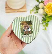 Personalized Bestie Photo Trinket Dish, Ceramic Trinket Tray for Best Friend, Bestie Striped Ring Dish, Birthday Gifts For Bestie