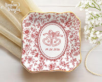 Custom Engagement Ring Dish: Ceramic Trinket Tray Gift for Couple, Wedding Jewelry Dish, Engagement Gift for Bride, Dish Toile De Jouy