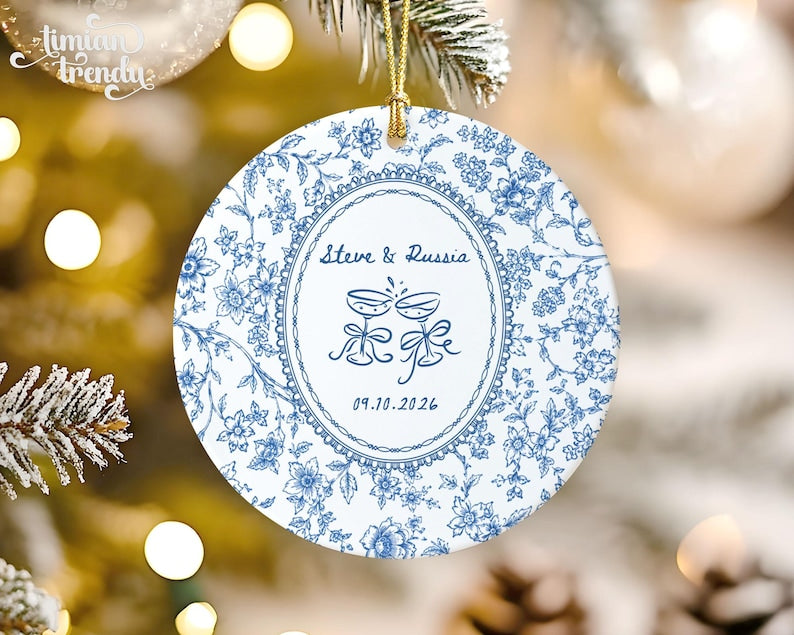 Custom Engagement Ring Dish: Ceramic Trinket Tray Gift for Couple, Wedding Jewelry Dish, Engagement Gift for Bride, Dish Toile De Jouy