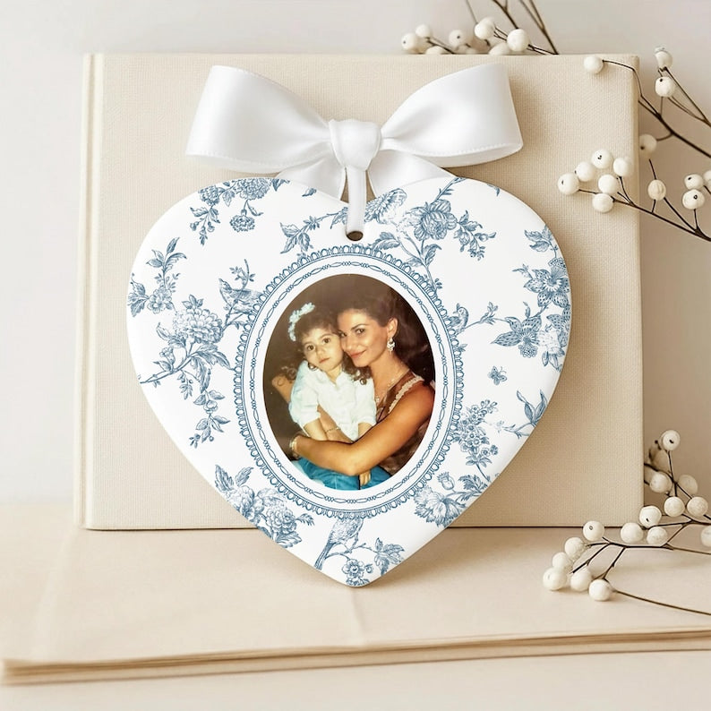 Mother of the Bride Gift, Toile De Jouy Trinket Tray, Custom Mother Photo Ring Dish, Mother of the Bride Wedding Day Gift from Daughter