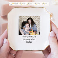 Custom Photo Mother of The Groom Jewelry Dish, Mother of The Bride Jewelry Plate, Jewelry Tray for Mom, Sentimental Wedding Day Gift Mom #P1