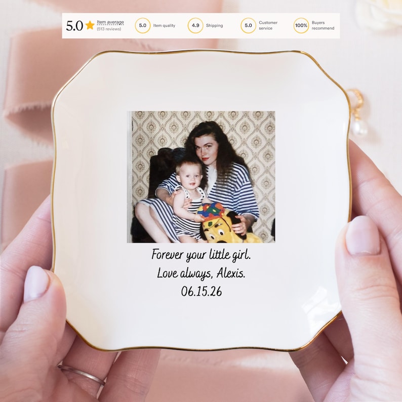 Custom Photo Mother of The Groom Jewelry Dish, Mother of The Bride Jewelry Plate, Jewelry Tray for Mom, Sentimental Wedding Day Gift Mom #P1