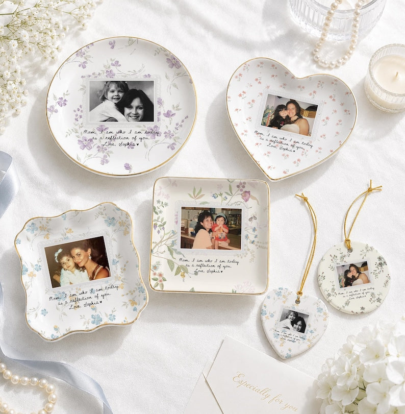 Personalized Mother of The Bride Gift, Picture Jewlery Plate, Custom Mom Photo Jewelry Dish, Wedding Gifts for Mom, Mom Gift