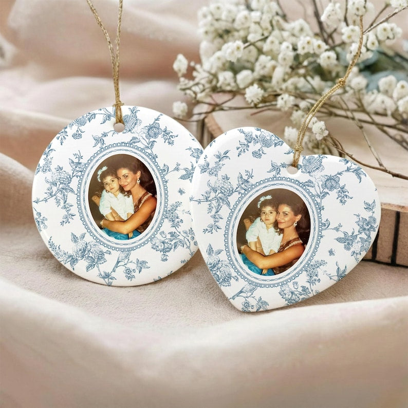 Mother of the Bride Gift, Toile De Jouy Trinket Tray, Custom Mother Photo Ring Dish, Mother of the Bride Wedding Day Gift from Daughter
