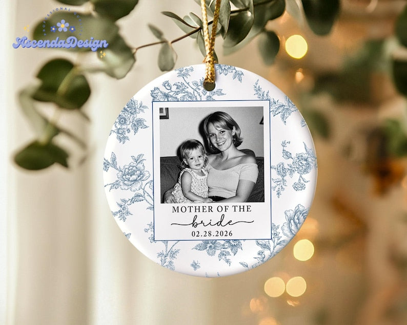 Personalized Mother Of The Bride Jewelry Dish, Custom Toile De Jouy Photo Jewelry Plate, Sentimental Wedding Gift For Mom, Mom Gift