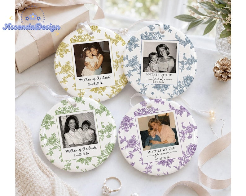 Personalized Mother Of The Bride Jewelry Dish, Custom Toile De Jouy Photo Jewelry Plate, Sentimental Wedding Gift For Mom, Mom Gift