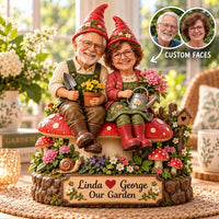 Personalized Our Garden Gnome Couple Wooden Block – Anniversary Gift
