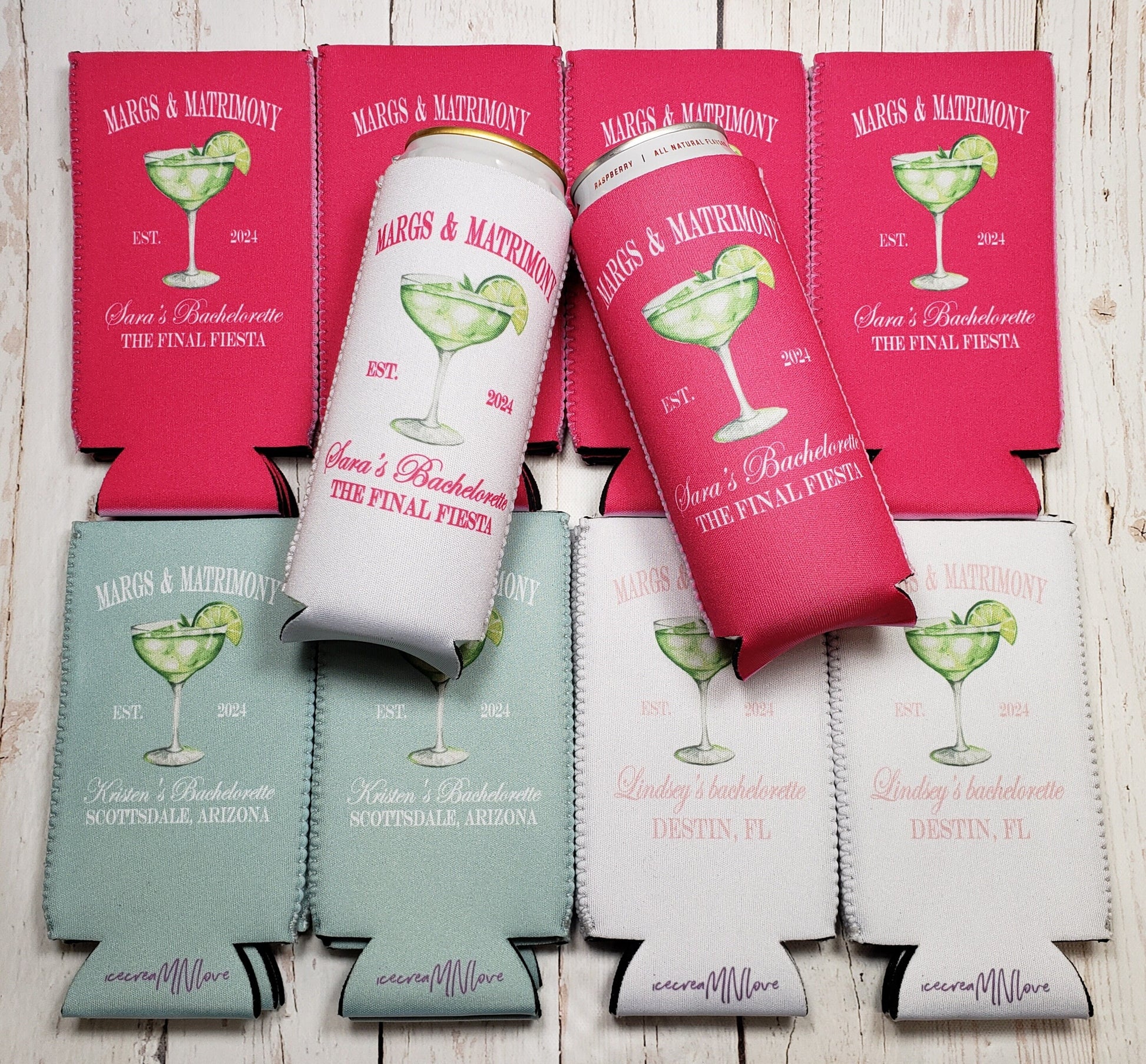 Margs and Matrimony Bachelorette Party Can Coolers - Personalized Bridal Drink Sleeves for a Fiesta - Customizable, Fun, and Stylish. MAM