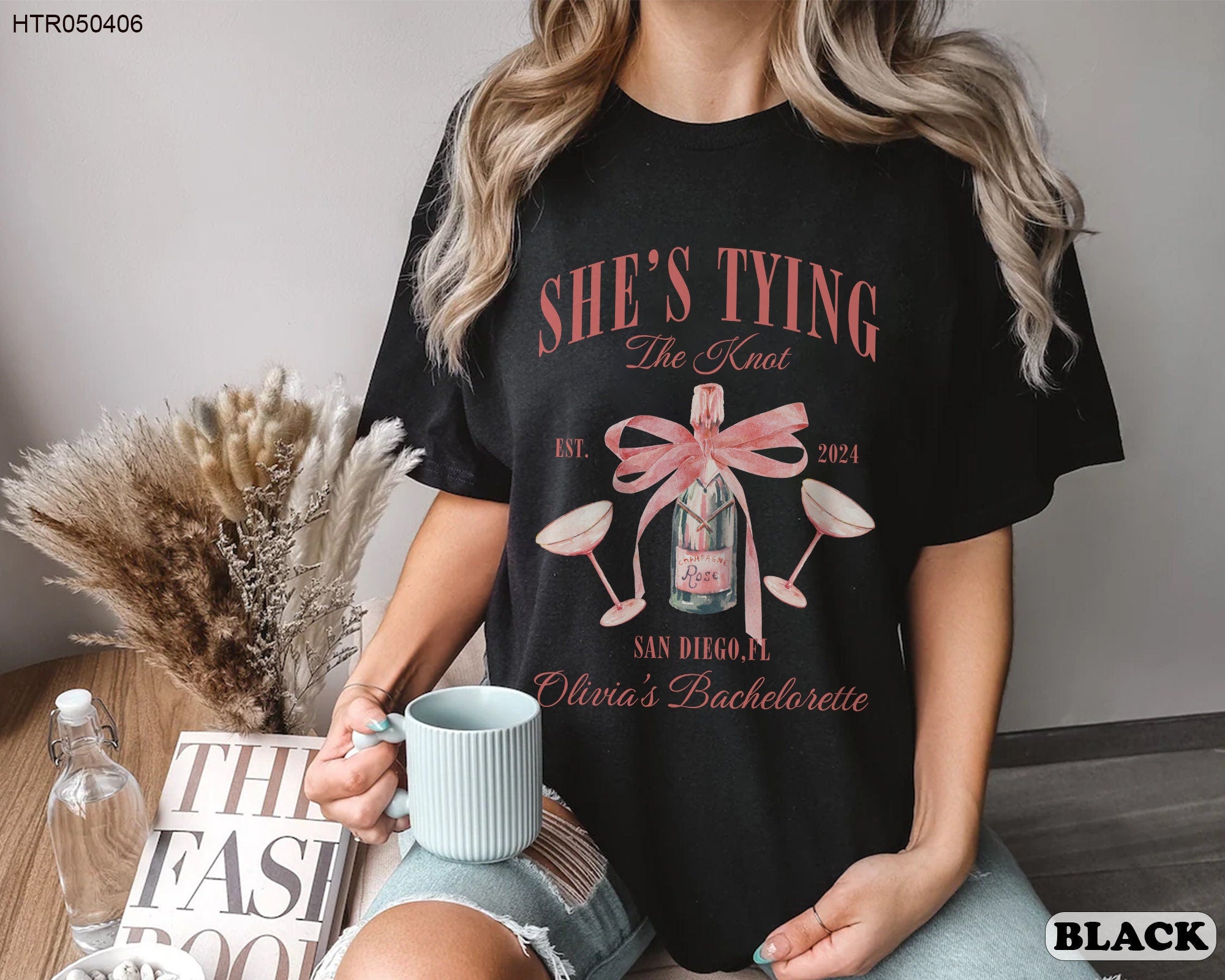 Coquette Bow Bachelorette Party Shirts, Bachelorette Party Shirts, She's Tying the Knot Shirt, Custom Bride Shirt, Bridal Party Shirts
