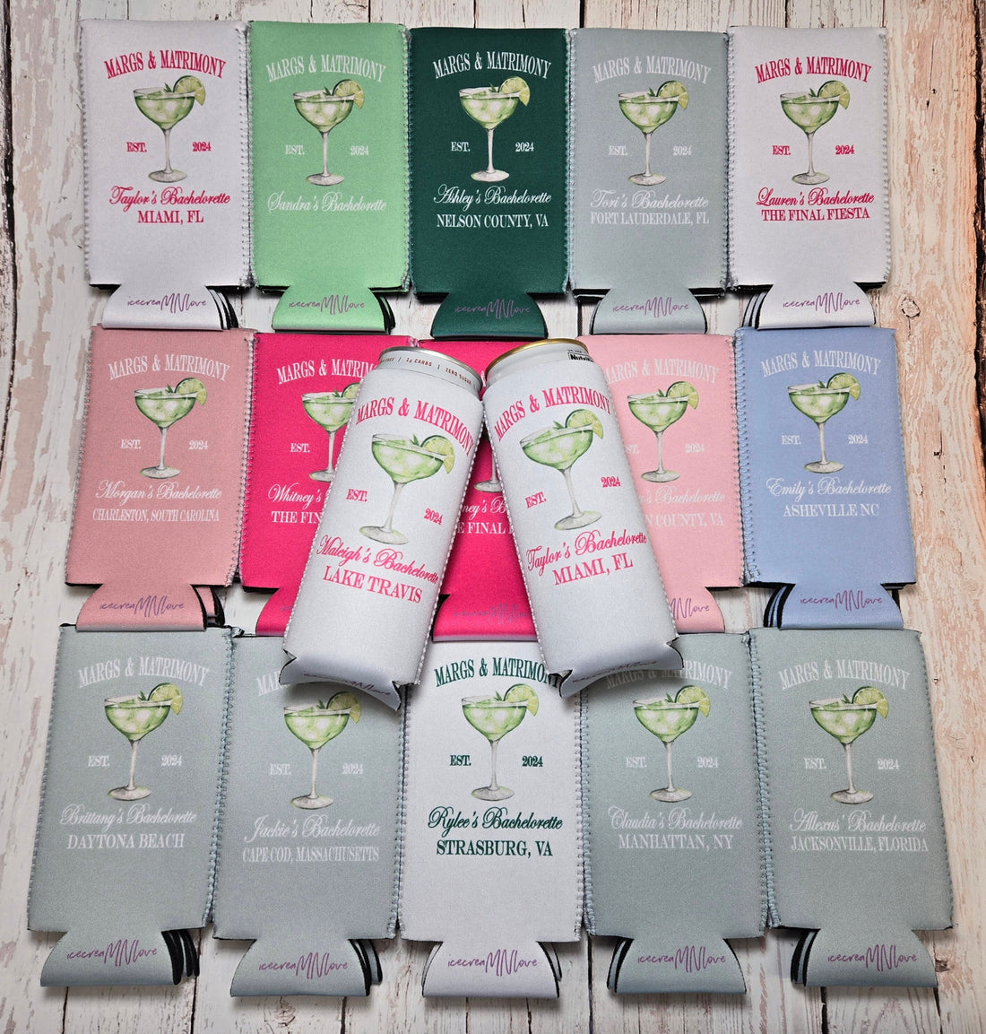 Margs and Matrimony Bachelorette Party Can Coolers - Personalized Bridal Drink Sleeves for a Fiesta - Customizable, Fun, and Stylish. MAM