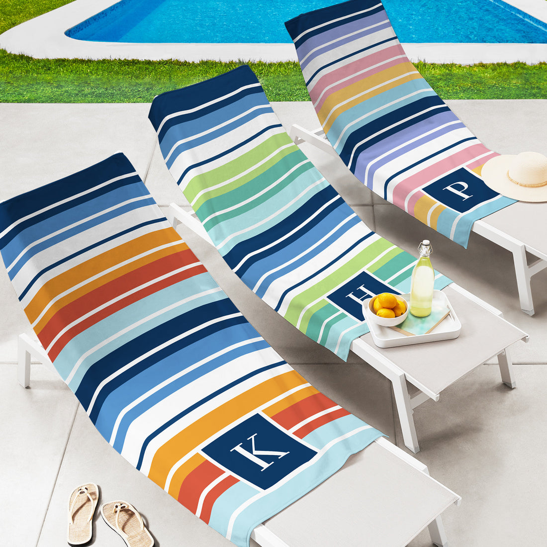 Personalized Beach Towel-Initial Stripes-Customized Towel-For the Beach Lover-For The Pool Lover-Choose From 3 Colors-Available in 2 Sizes