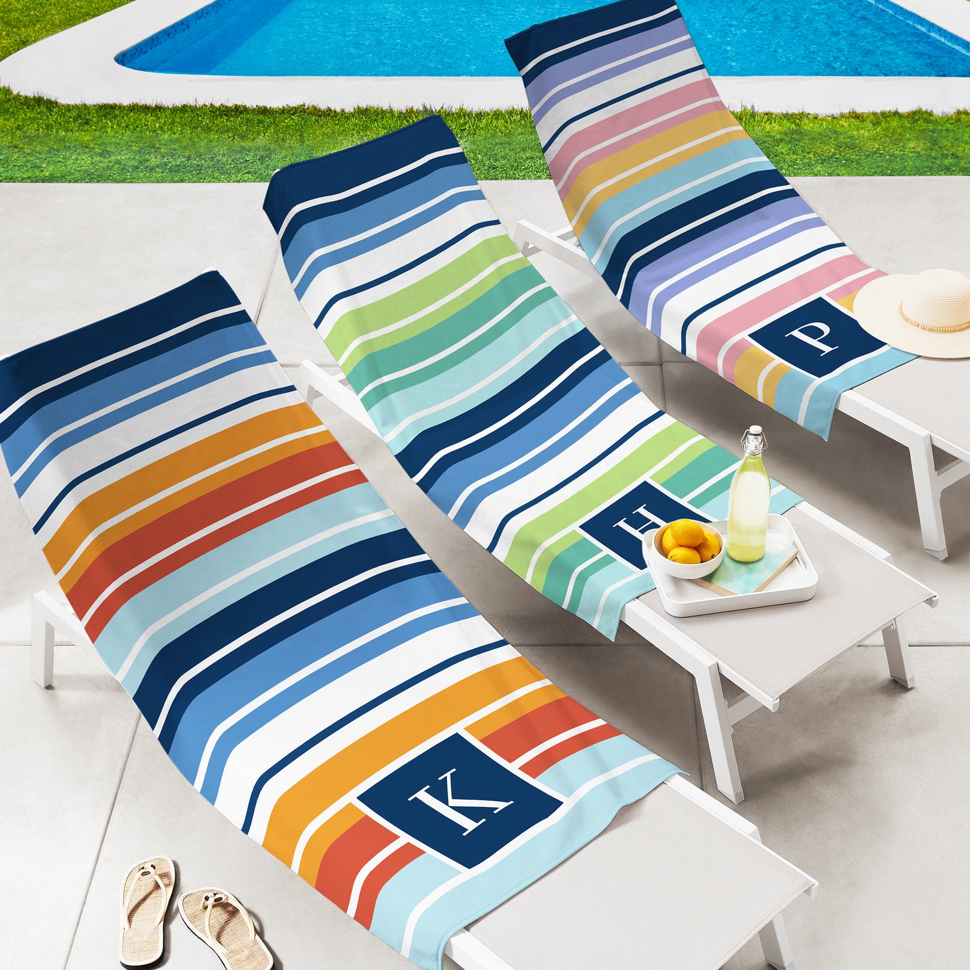 Personalized Beach Towel-Initial Stripes-Customized Towel-For the Beach Lover-For The Pool Lover-Choose From 3 Colors-Available in 2 Sizes