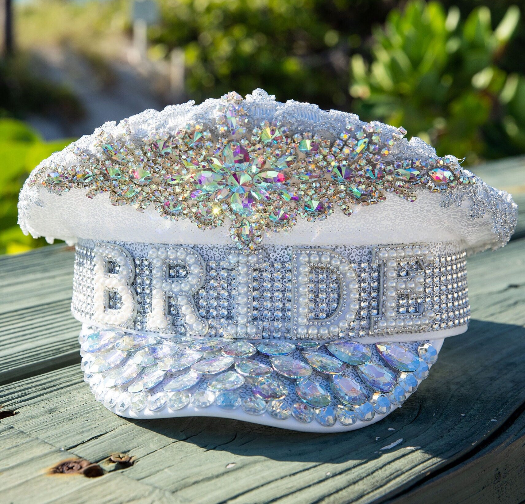 Pearls Bride Captain Hat: Rhinestone Bachelorette Party Accessory