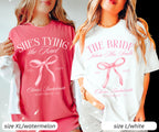 Coquette Bow Bachelorette Shirts, Bachelorette Party, Custom Bachelorette Shirts, Shes Tying the Knot Bridal Party, Girly Bow Bachelorette