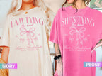 Coquette Bow Bachelorette Shirts, She's Tying the Knot Bridal Party, Custom Bachelorette Party Shirt, Custom Location, Bridal Shower Gifts