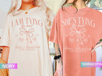 Coquette Bow Bachelorette Shirts, She's Tying the Knot Bridal Party, Custom Bachelorette Party Shirt, Custom Location, Bridal Shower Gifts