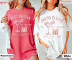 Luxury Bachelorette Merch Drunk in Love Bachelorette Party Shirts, Custom Bach Tshirts, Social Cocktail Club Themed, Bridal Party Gifts