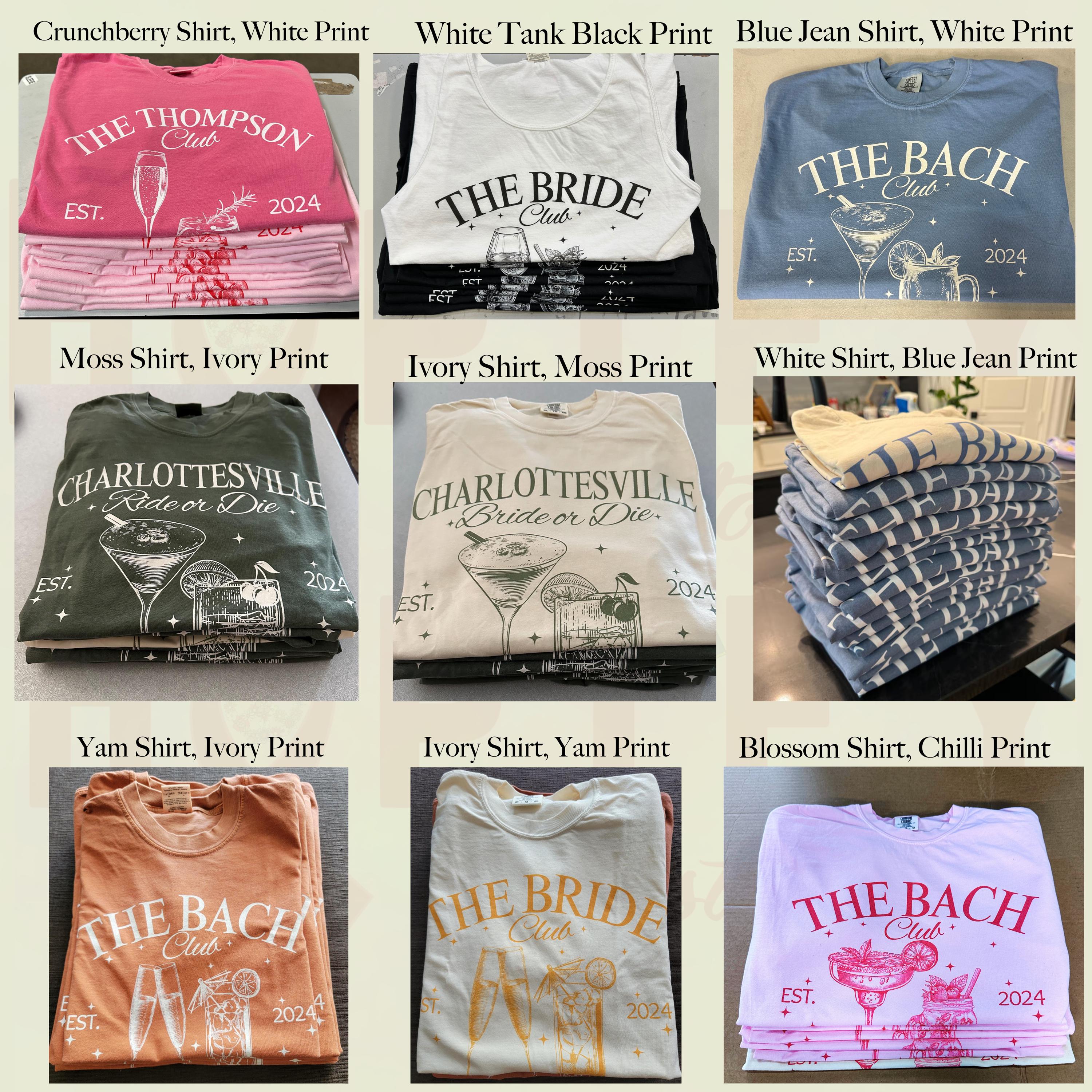 Luxury Bachelorette Merch Drunk in Love Bachelorette Party Shirts, Custom Bach Tshirts, Social Cocktail Club Themed, Bridal Party Gifts