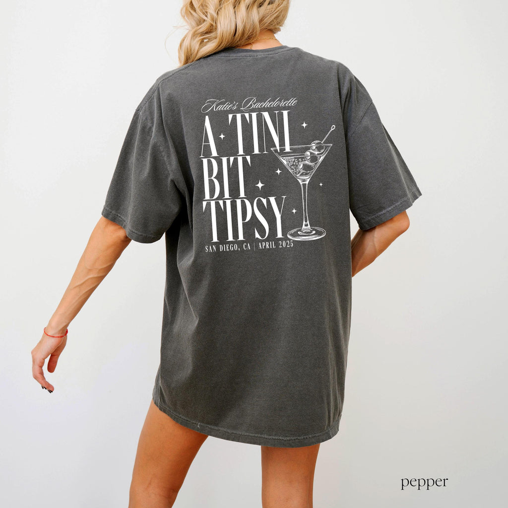 Martini Bachelorette Comfort Color Shirt, Custom Cocktail Shirt, Martini Bachelorette Theme, Tini Bit Engaged, Trendy Bach Shirts