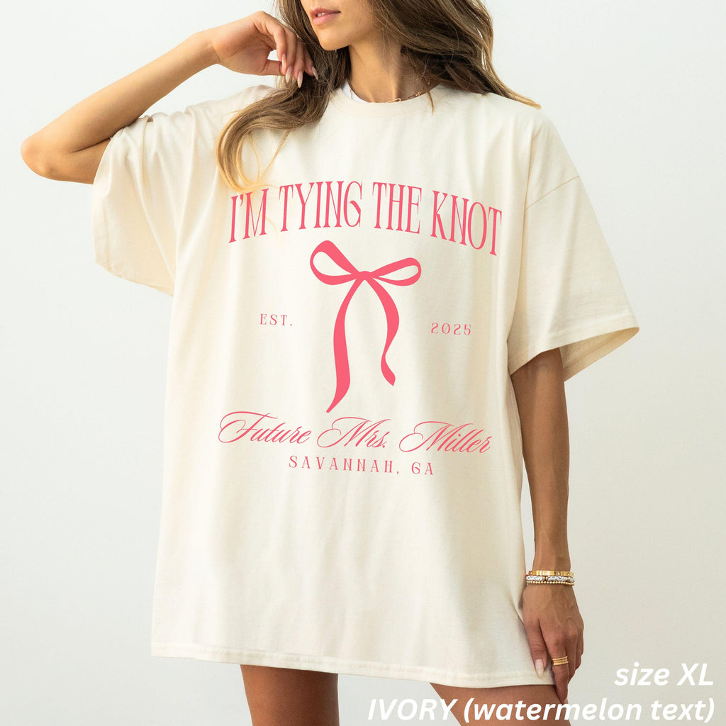Custom Bachelorette Party Shirts Coquette Bow Bachelorette Shes Tying the Knot Bachelorette Custom Girly Bridal Party Shirts Comfort Colors