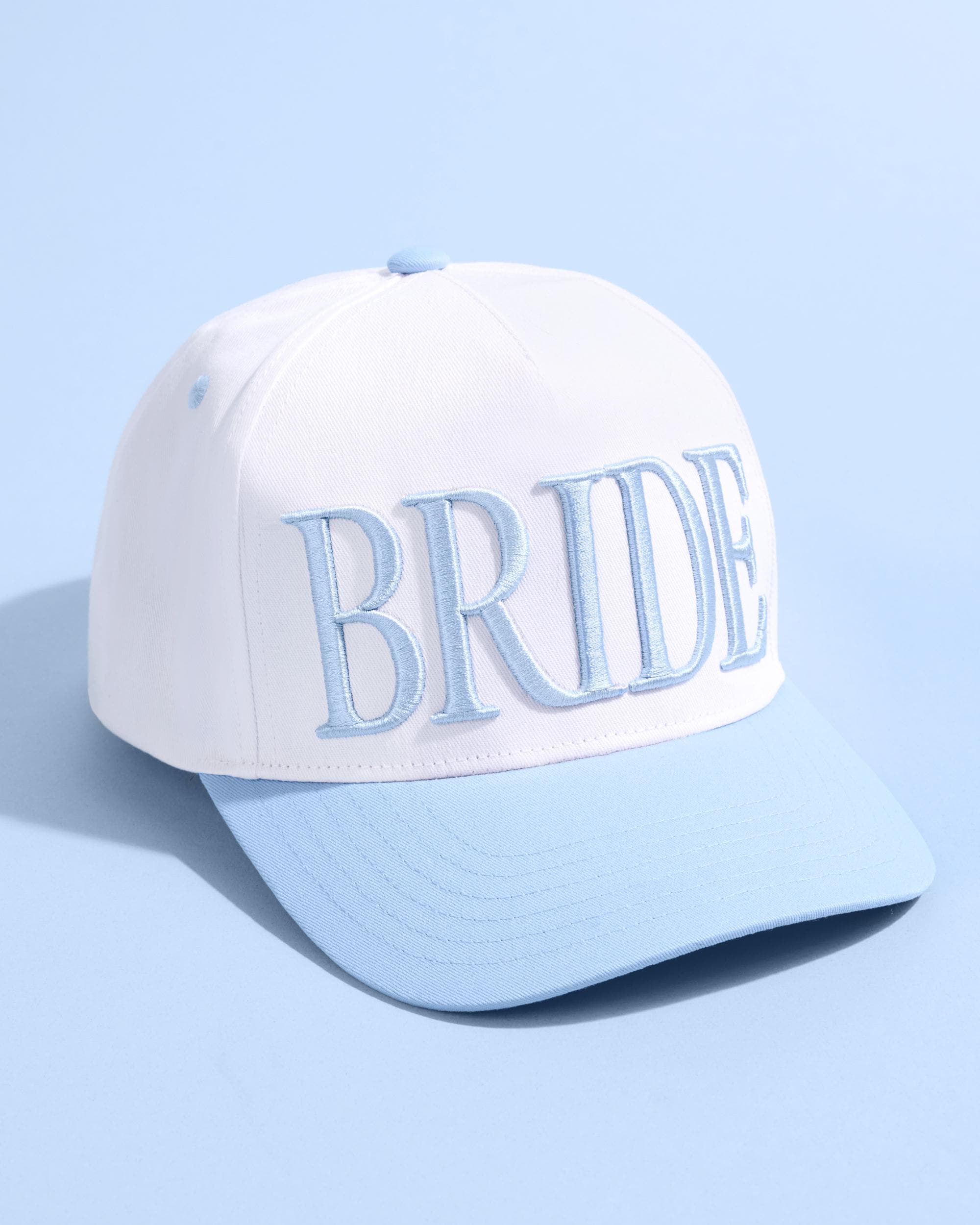 xo, Fetti White + Blue Bride Trucker Hat | Bachelorette Accessory, Bridal Headwear, Bach Party Decorations, Bridesmaid Gift, Wedding Cap