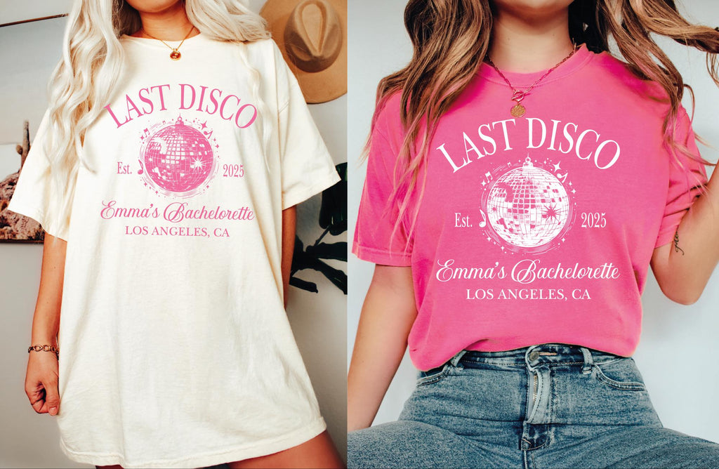 Personalized Last Disco Bachelorette Party Shirt, Custom Disco Bachelorette Shirts, Luxury Bachelorette Merch, Disco Bach Bride To Be Gifts