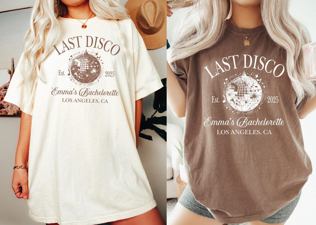 Personalized Last Disco Bachelorette Party Shirt, Custom Disco Bachelorette Shirts, Luxury Bachelorette Merch, Disco Bach Bride To Be Gifts