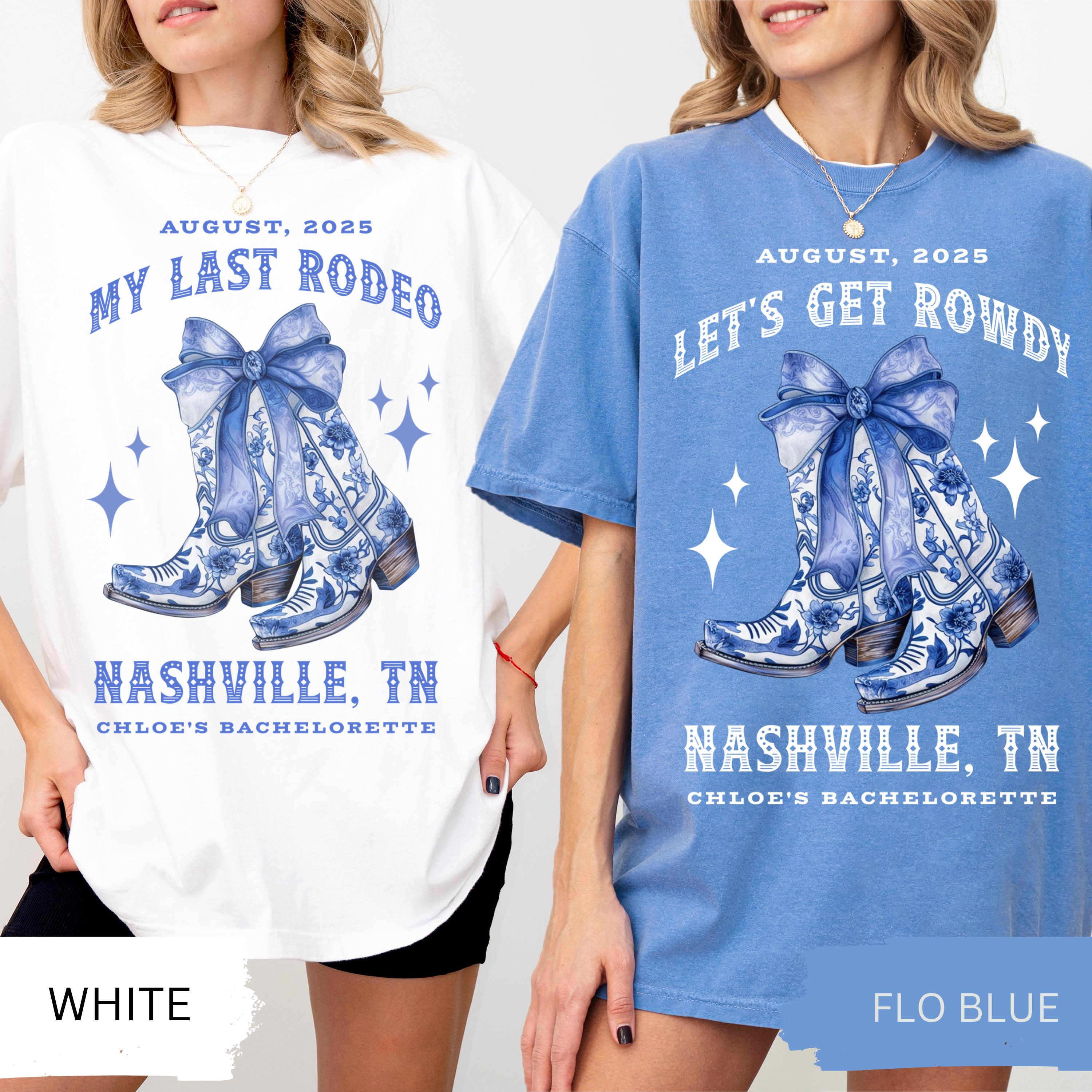 Custom Chinoiserie Bachelorette Shirts, Coquette Cowgirl Bachelorette, Coquette Bow Cowgirl Boots Bridesmaids Gifts Nashville Bachelorette