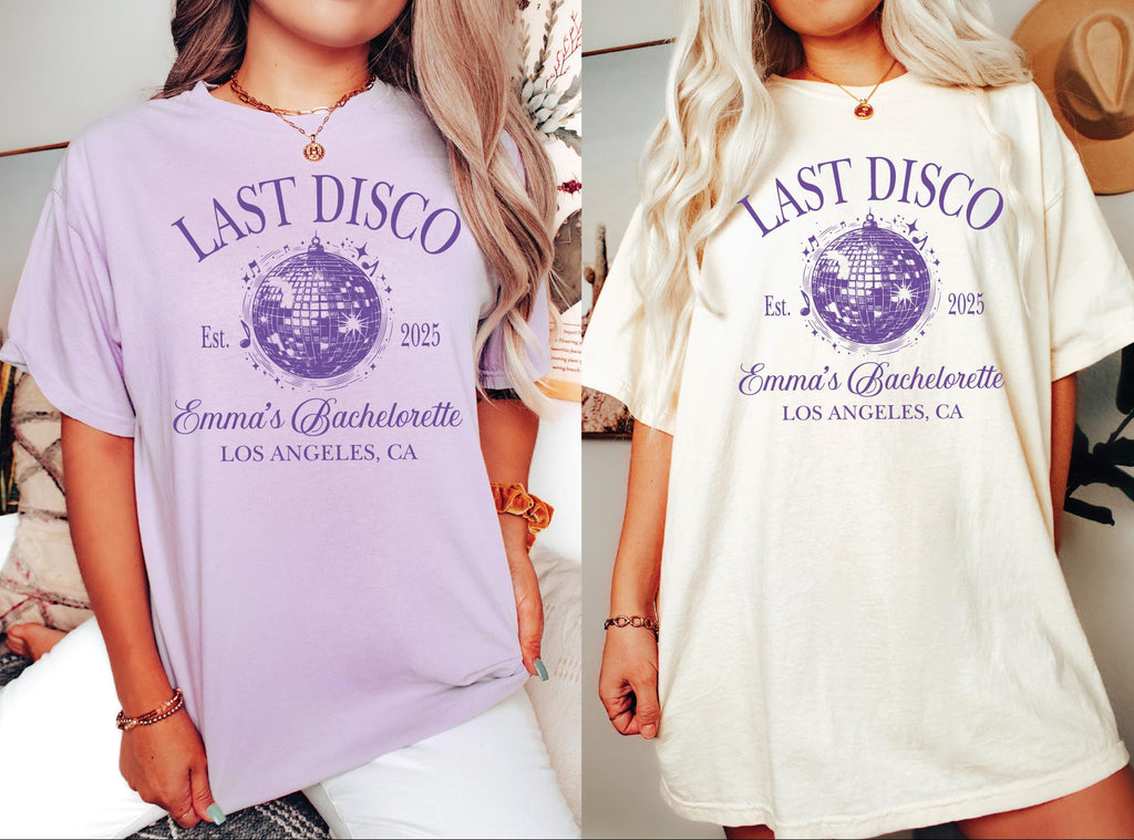 Personalized Last Disco Bachelorette Party Shirt, Custom Disco Bachelorette Shirts, Luxury Bachelorette Merch, Disco Bach Bride To Be Gifts