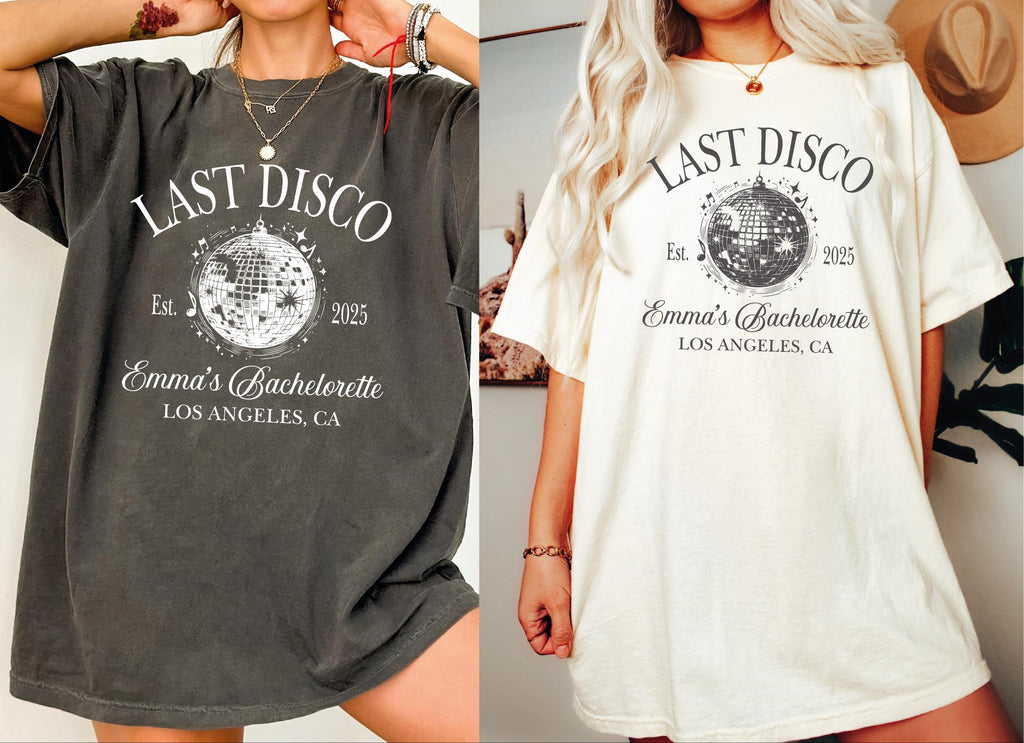 Personalized Last Disco Bachelorette Party Shirt, Custom Disco Bachelorette Shirts, Luxury Bachelorette Merch, Disco Bach Bride To Be Gifts
