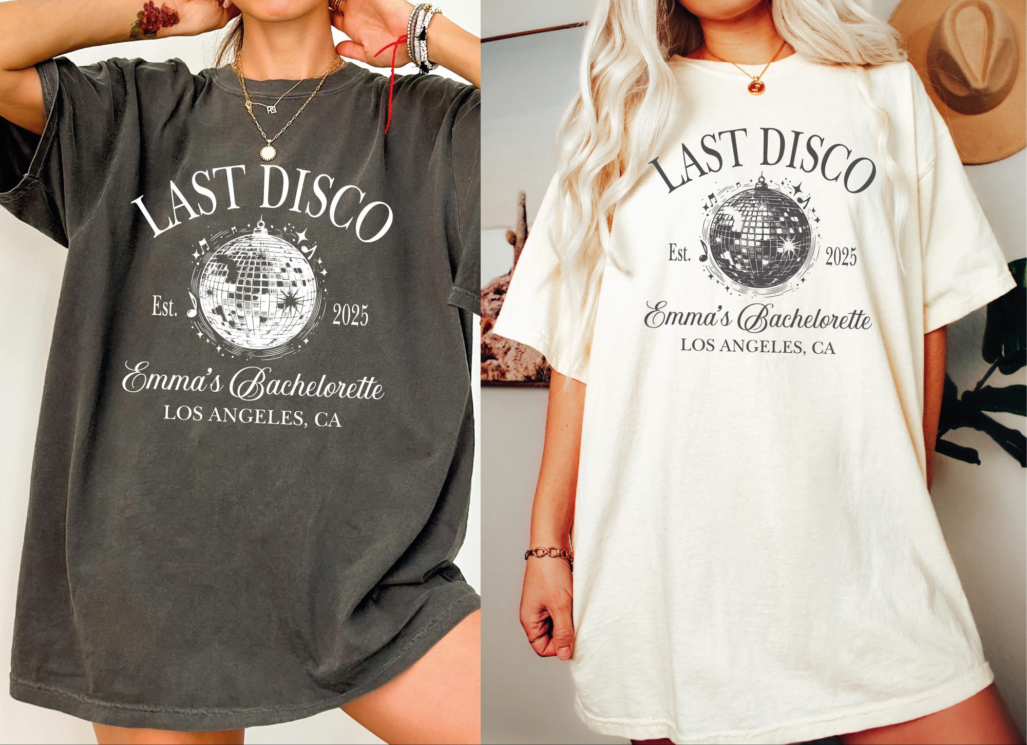 Personalized Last Disco Bachelorette Party Shirt, Custom Disco Bachelorette Shirts, Luxury Bachelorette Merch, Disco Bach Bride To Be Gifts