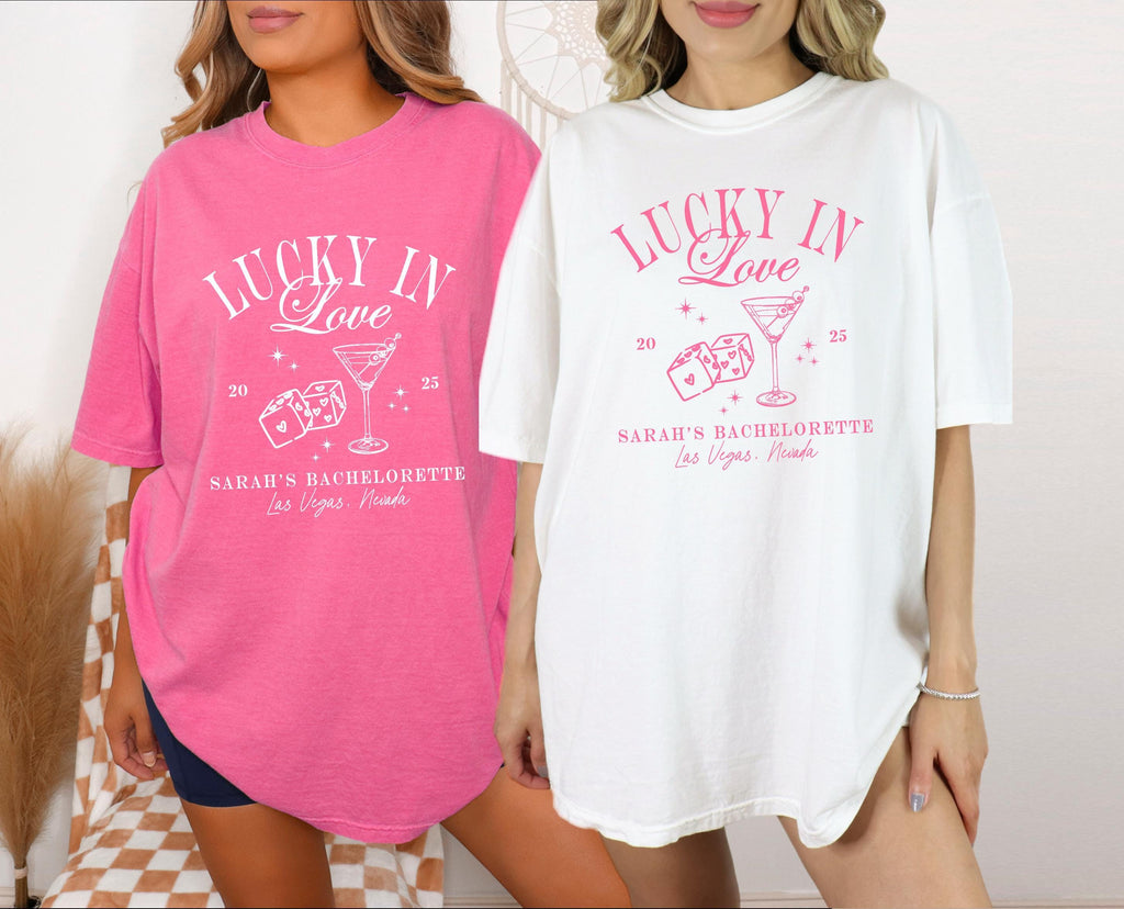 Lucky in Love Custom Bachelorette Party Shirts, Las Vegas Bachelorette Party Shirts, Luxury Bachelorette Party Shirts - LUCKY