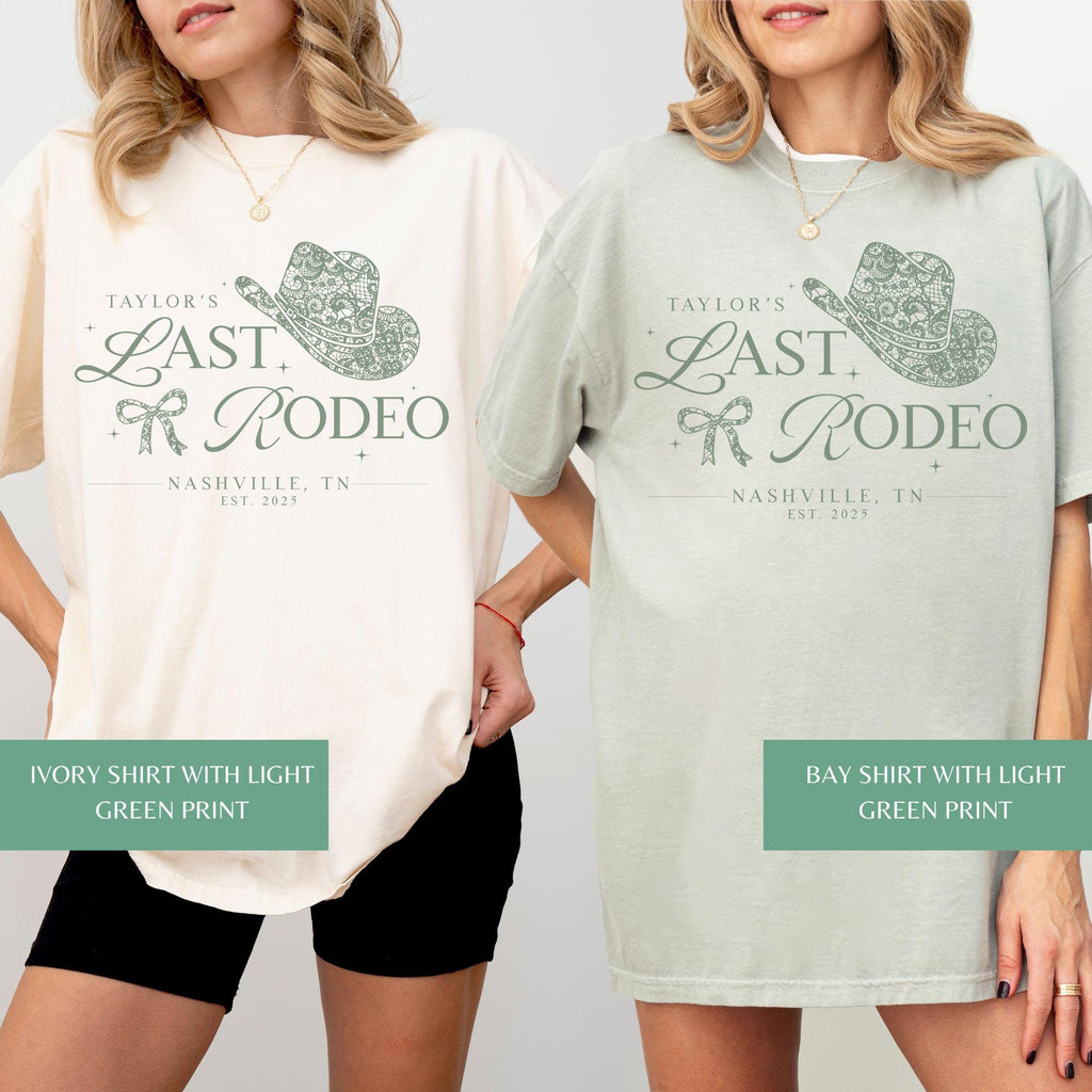 Custom Nashville Bachelorette Shirts, Last Rodeo Bridal Party T-Shirts, Lace Bow Coquette Bach Group Tees, Personalized Country Girls Trip