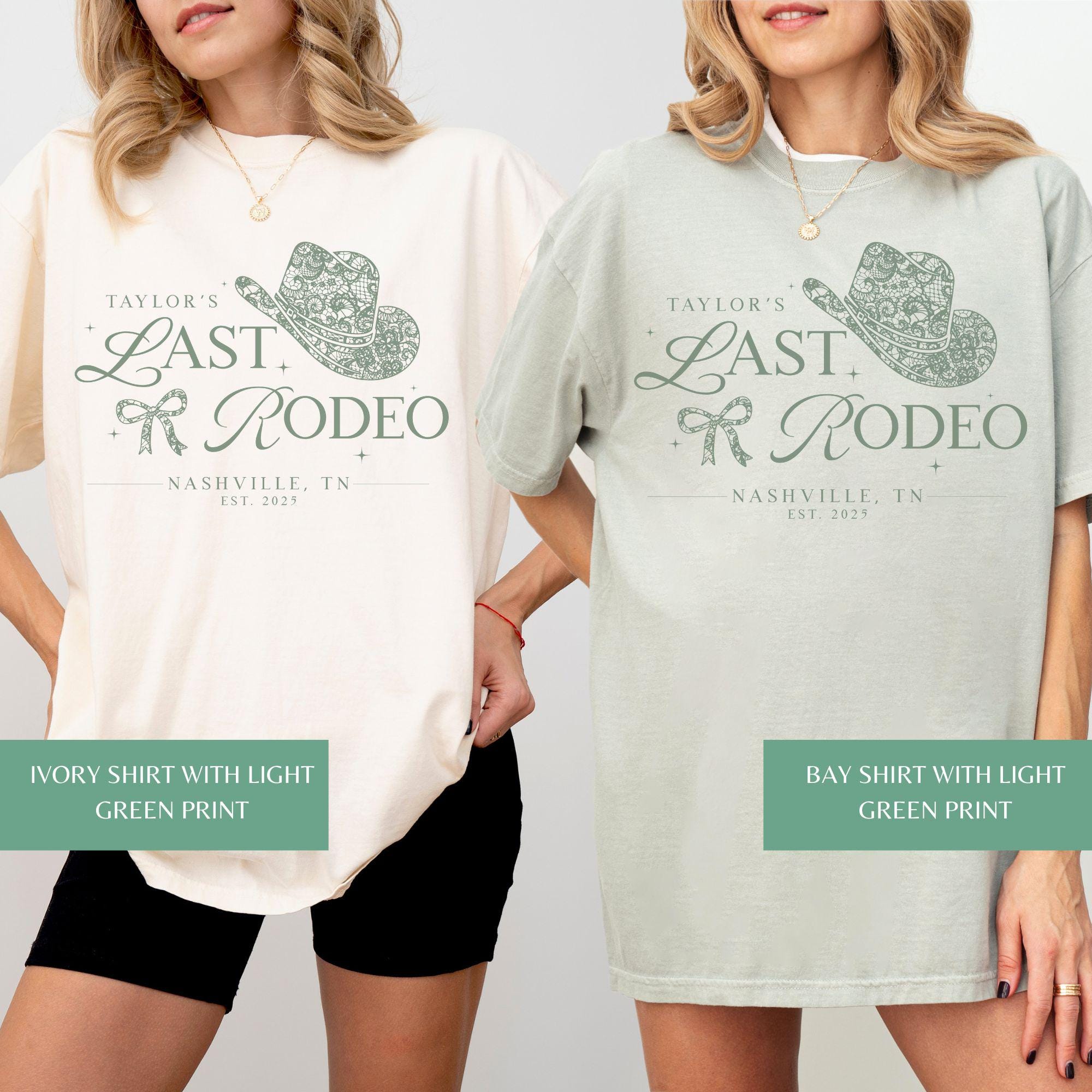 Custom Nashville Bachelorette Shirts, Last Rodeo Bridal Party T-Shirts, Lace Bow Coquette Bach Group Tees, Personalized Country Girls Trip