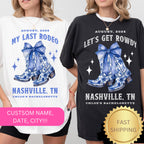 Custom Chinoiserie Bachelorette Shirts, Coquette Cowgirl Bachelorette, Coquette Bow Cowgirl Boots Bridesmaids Gifts Nashville Bachelorette