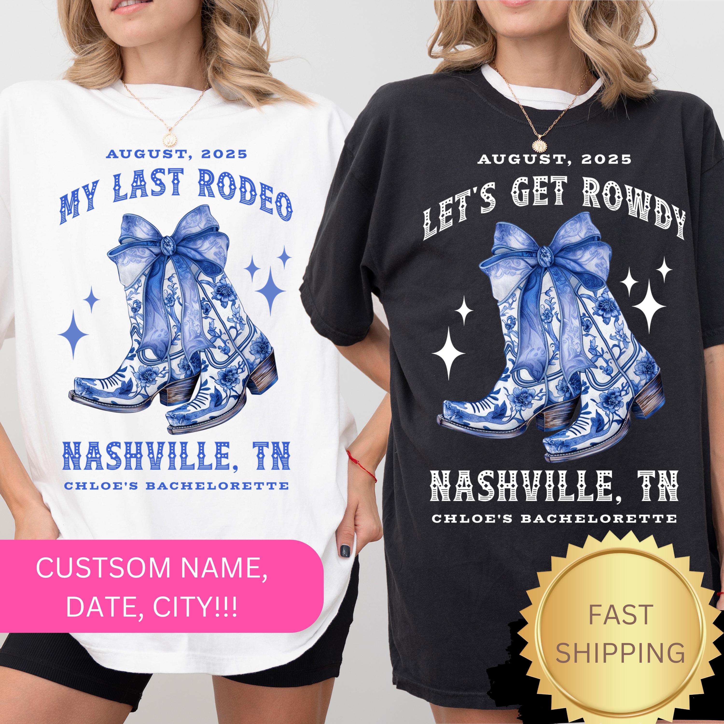 Custom Chinoiserie Bachelorette Shirts, Coquette Cowgirl Bachelorette, Coquette Bow Cowgirl Boots Bridesmaids Gifts Nashville Bachelorette